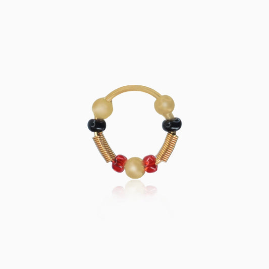 Gold Multi Colour Beads Nose Ring