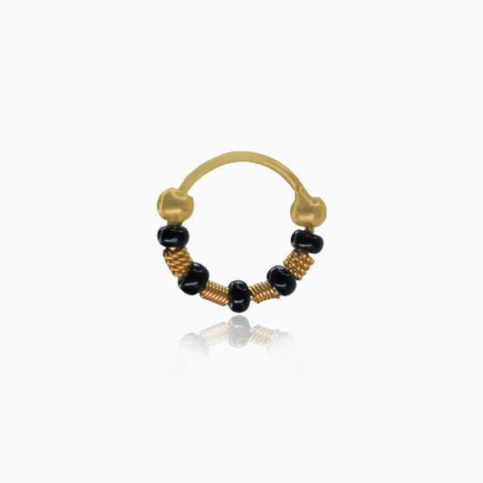 Gold Black Beads Nazariya Nose Ring