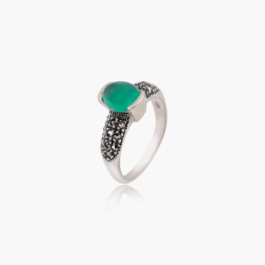 Marcasite Green Stone Ring