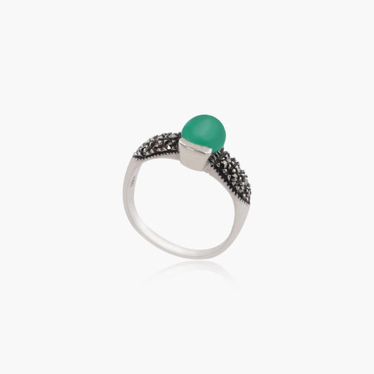Marcasite Green Stone Ring