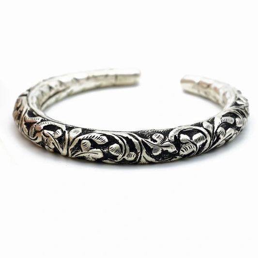 Oxidized Floral Engraved Kada