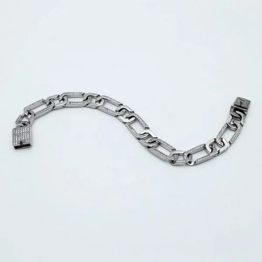 925 Sterling Silver Iced Mariner Link Bracelet for Men