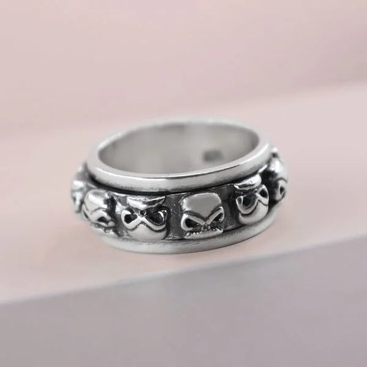 Sterling Silver Skull Spinner Ring