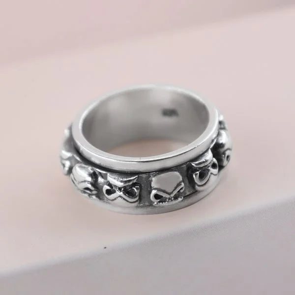 Sterling Silver Skull Spinner Ring