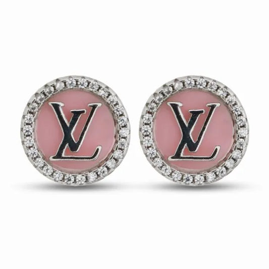 Pink Enamel Stud Earrings