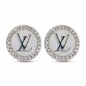 Elegant White Enamel Round Stud Earrings