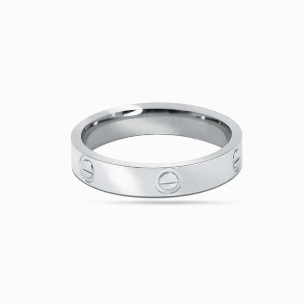 Minimalist Screw Motif Band – 925 Sterling Silver