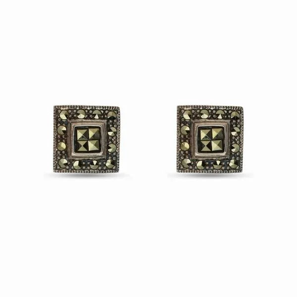 Marcasite Square Stud Earrings