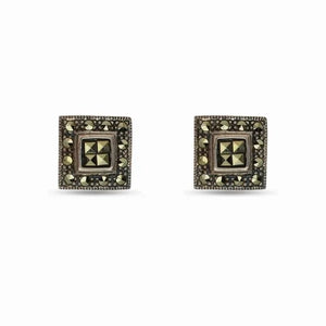 Marcasite Square Stud Earrings