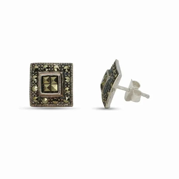 Marcasite Square Stud Earrings